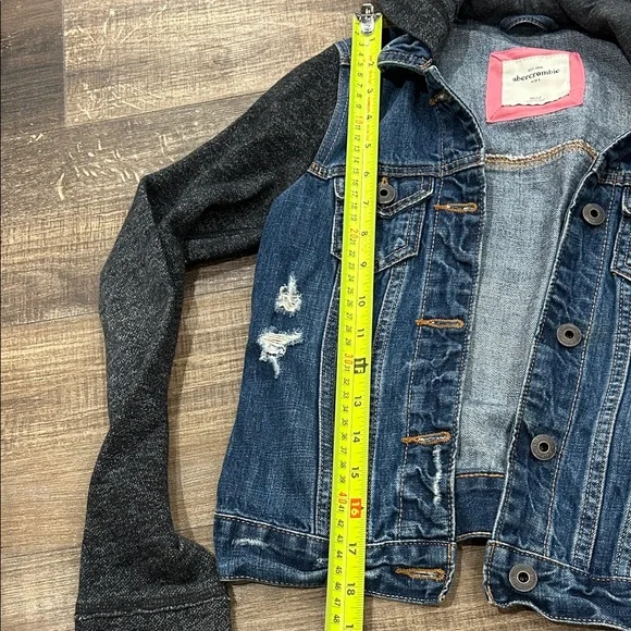 Abercrombie Denim and Black Hooded Kids Jacket - Picture 5 of 7